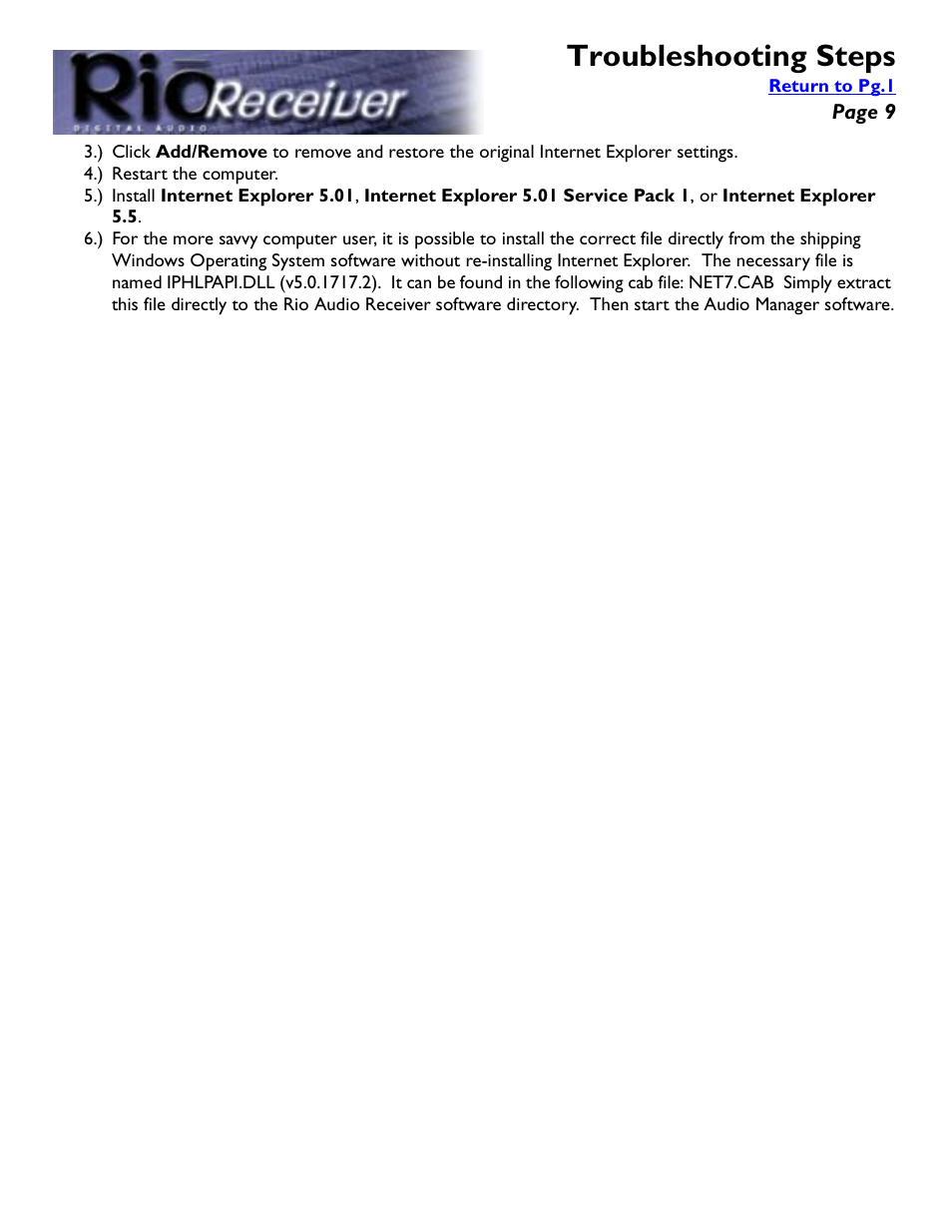 Troubleshooting steps | Rio Audio Digital Audio Receiver User Manual | Page 9 / 18
