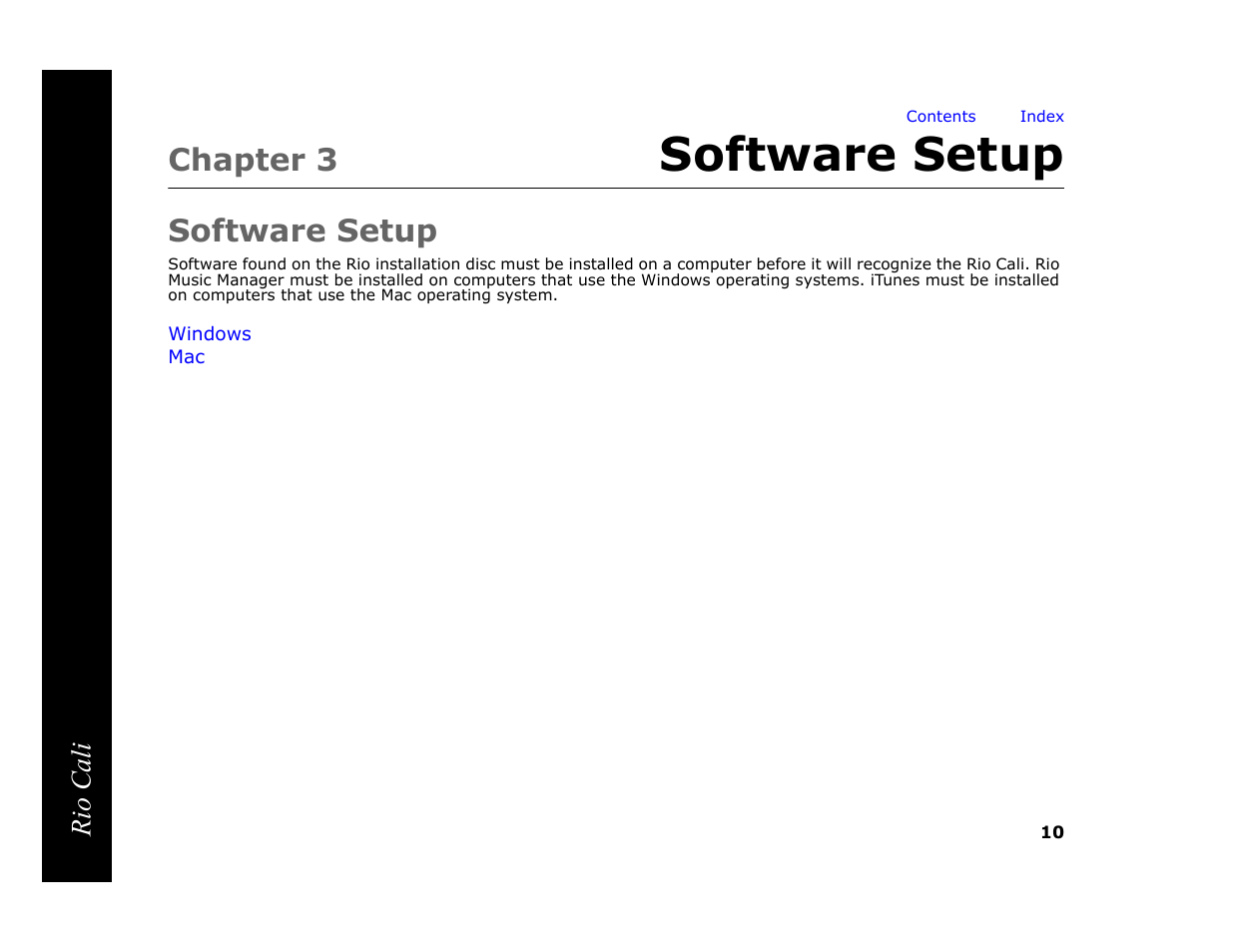 Chapter 3 software setup, Software setup, 3 - software setup | Chapter 3 | Rio Audio Cali User Manual | Page 14 / 59