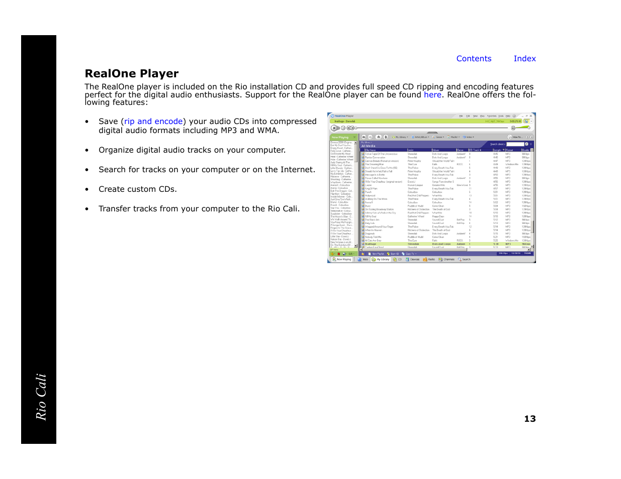 Realone player, Rio cali | Rio Audio Cali User Manual | Page 17 / 59