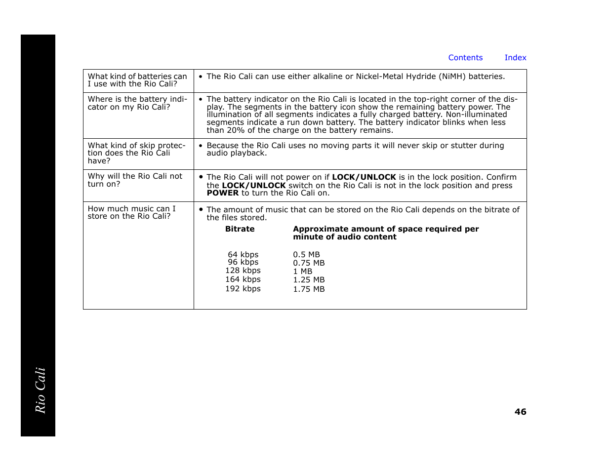 Rio cali | Rio Audio Cali User Manual | Page 50 / 59