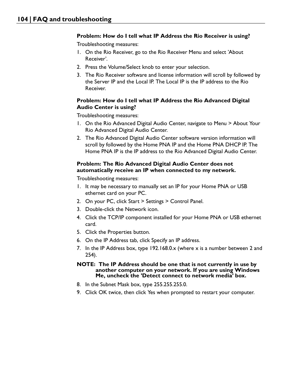 Rio Audio Advanced Digital Audio Center User Manual | Page 106 / 116