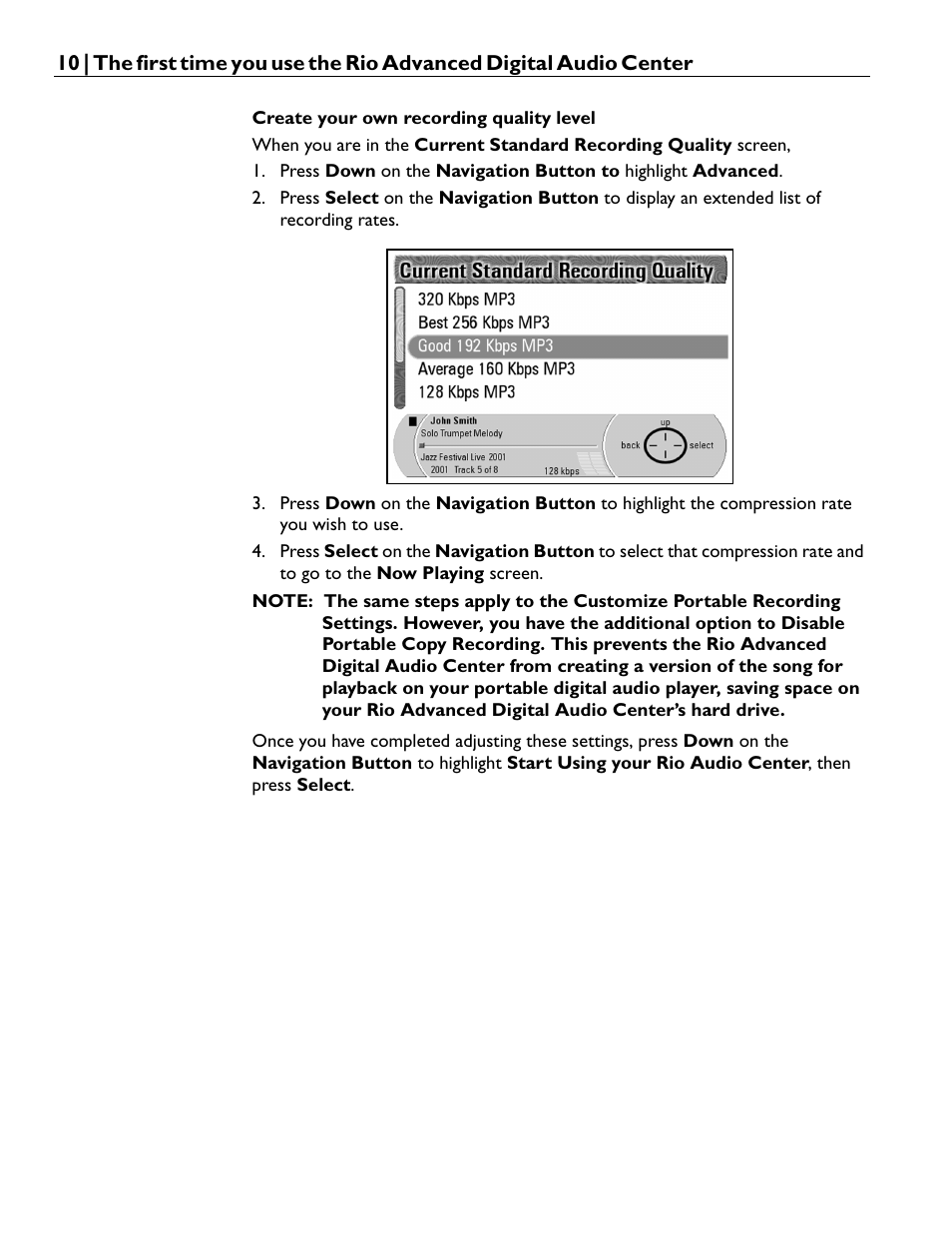 Create your own recording quality level | Rio Audio Advanced Digital Audio Center User Manual | Page 12 / 116