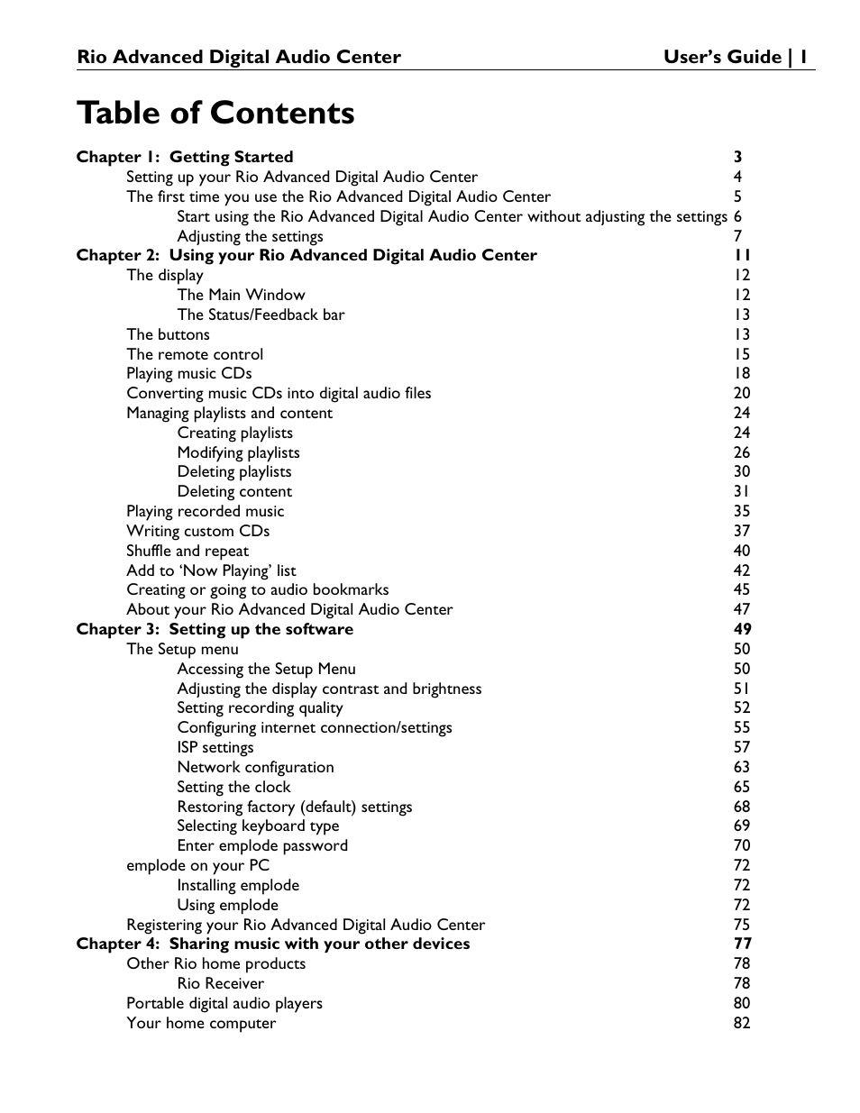 Rio Audio Advanced Digital Audio Center User Manual | Page 3 / 116