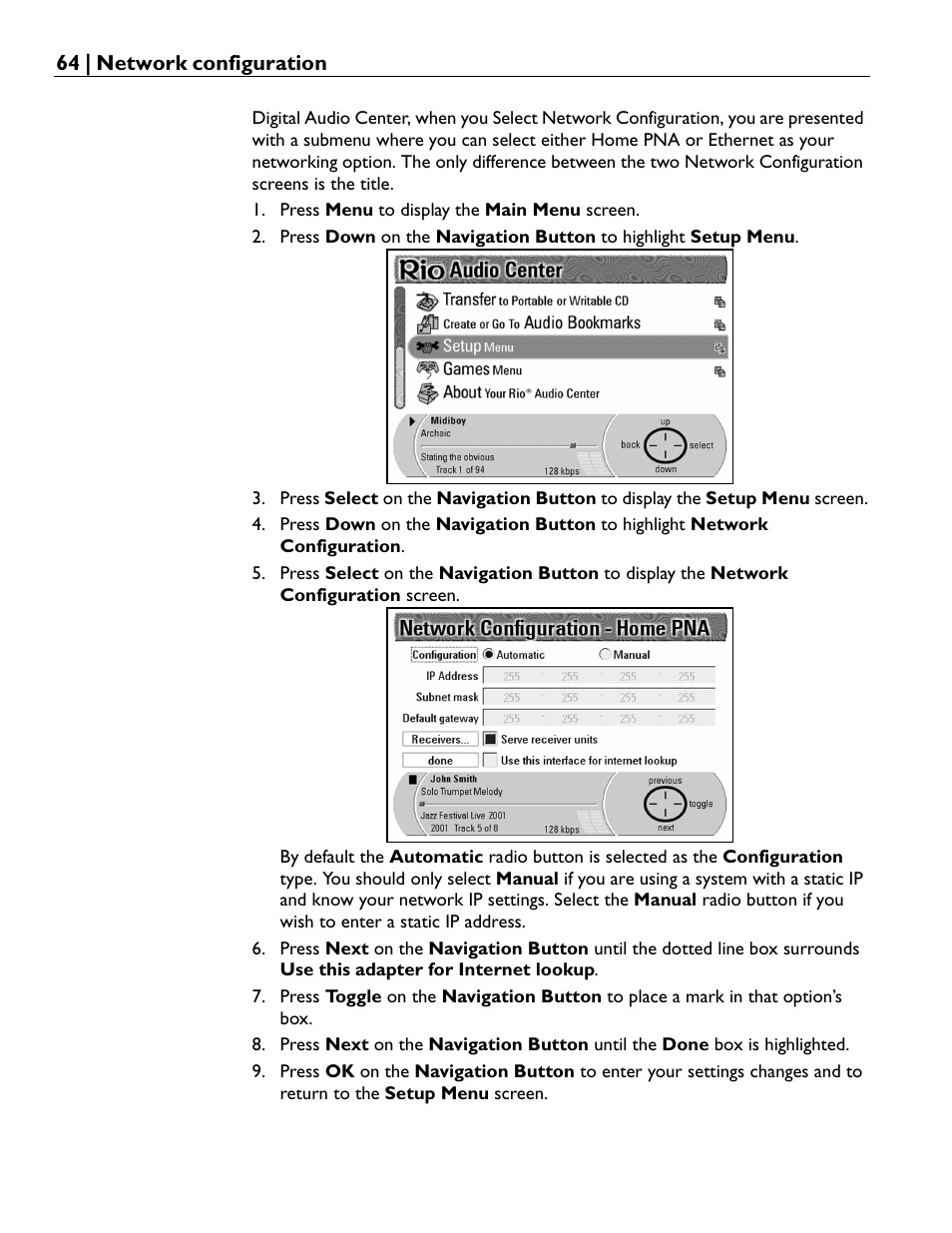 Rio Audio Advanced Digital Audio Center User Manual | Page 66 / 116