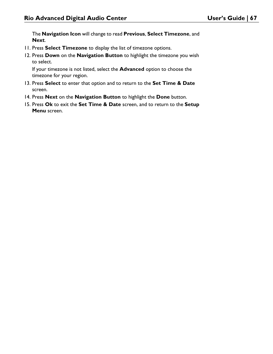 Rio Audio Advanced Digital Audio Center User Manual | Page 69 / 116