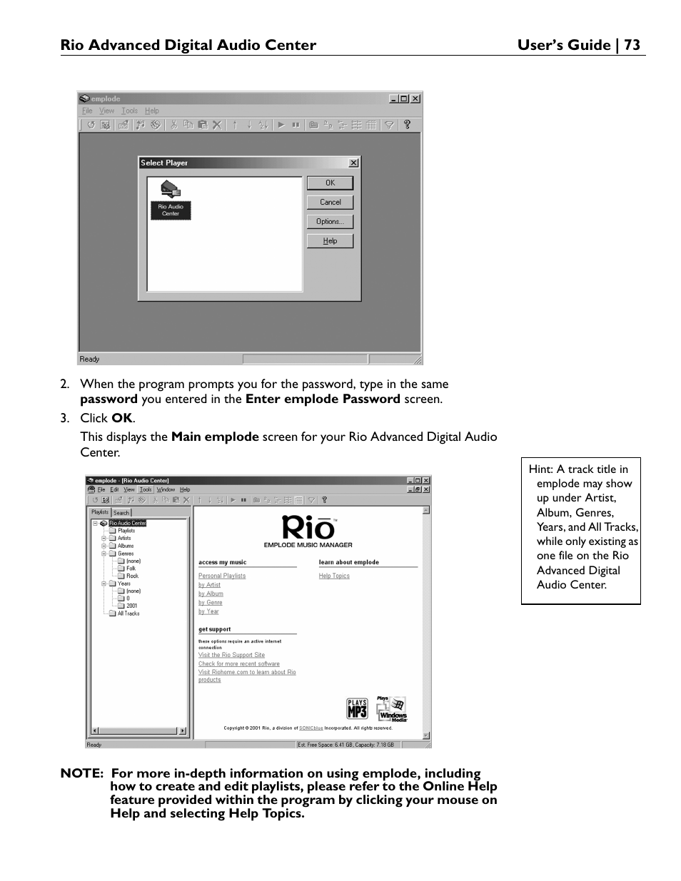 Rio Audio Advanced Digital Audio Center User Manual | Page 75 / 116