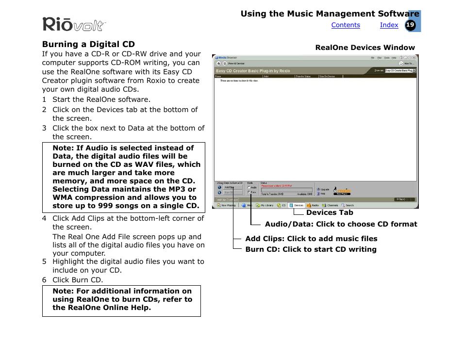 Burning a digital cd | Rio Audio SP350 User Manual | Page 19 / 34