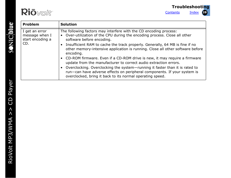 Riov olt mp3/wma >> cd pla yer | Rio Audio SP350 User Manual | Page 28 / 34