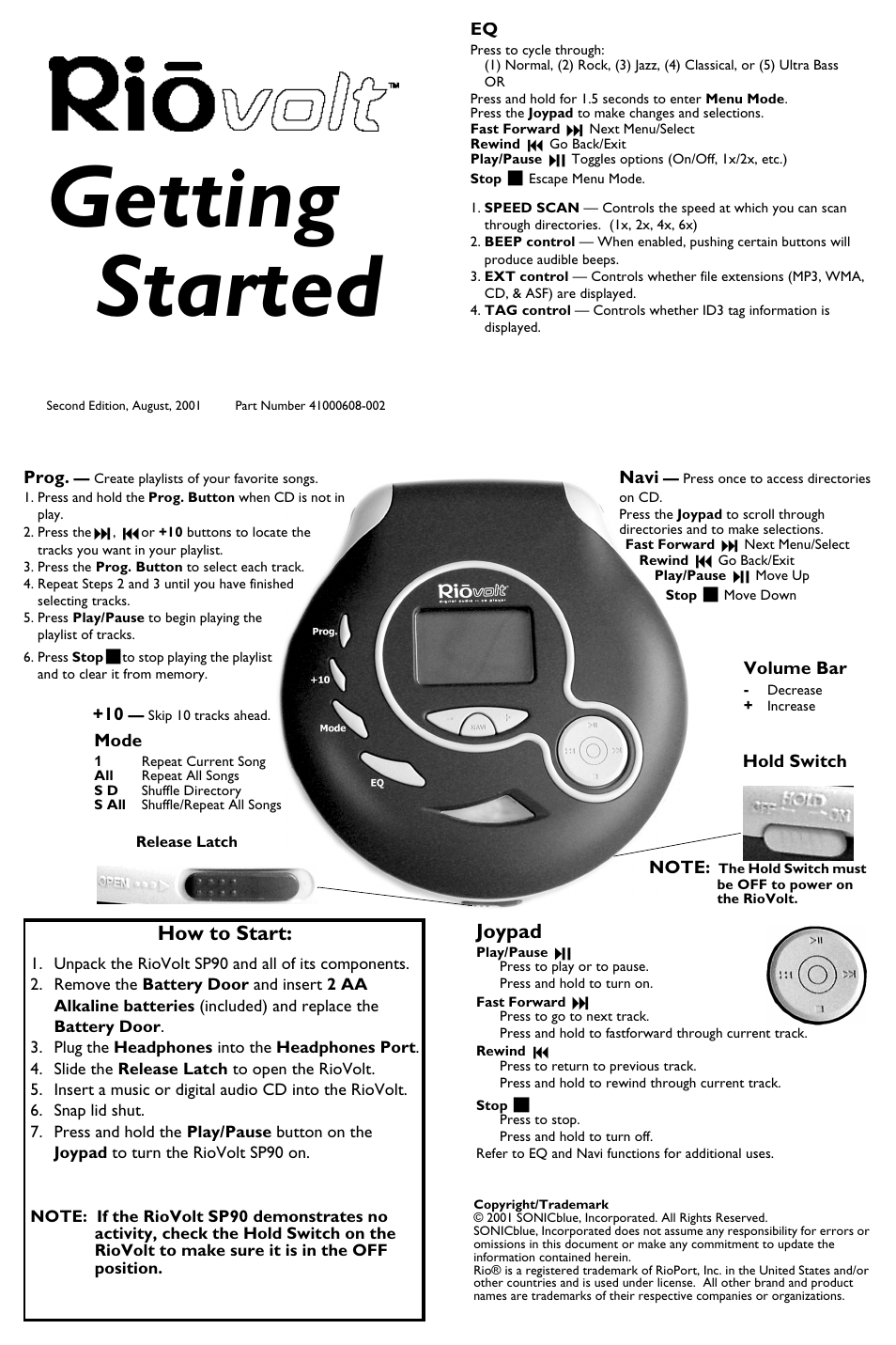 Rio Audio RioVolt SP90 User Manual | 1 page