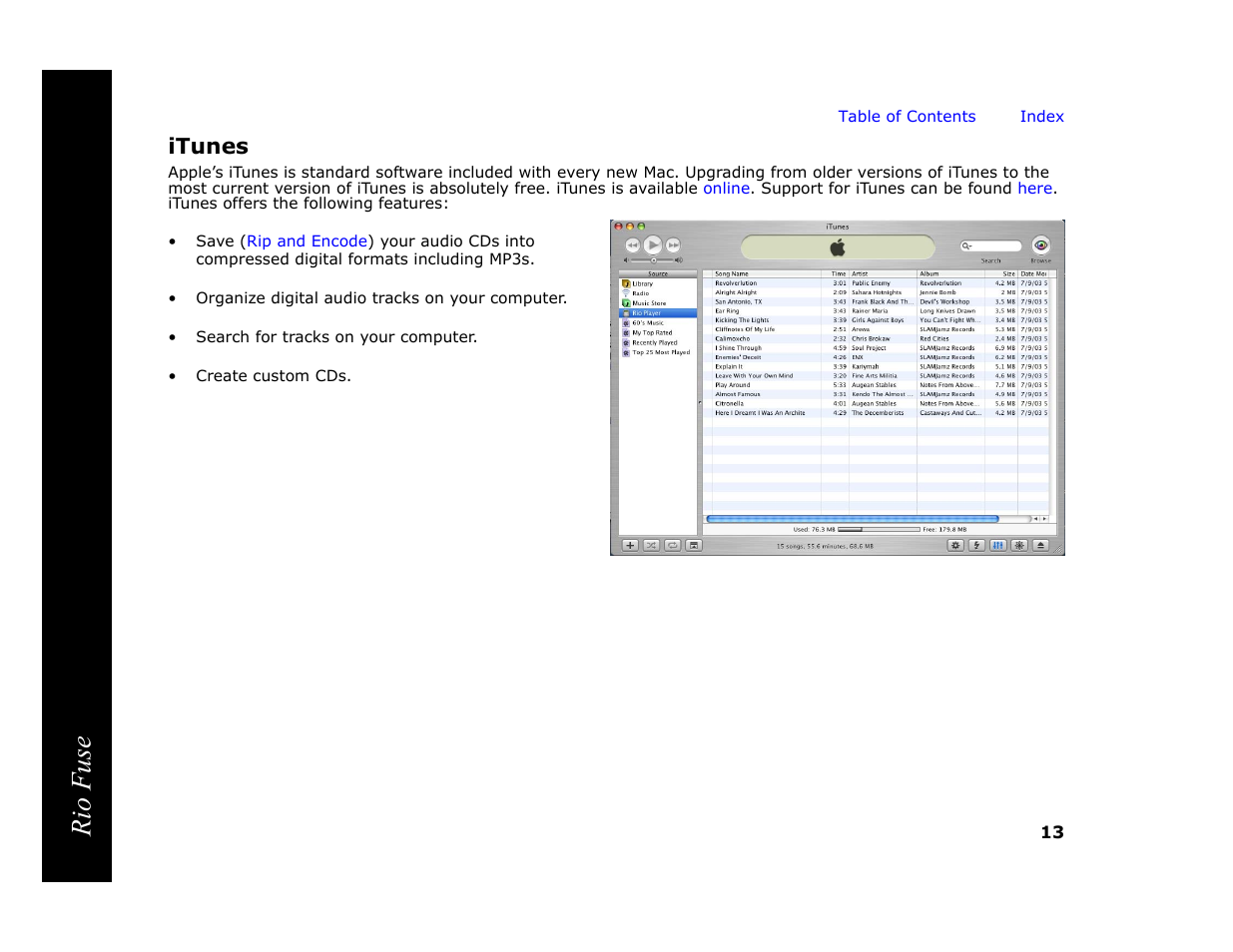 Itunes, Rio fuse | Rio Audio Rio Fuse User Manual | Page 17 / 54