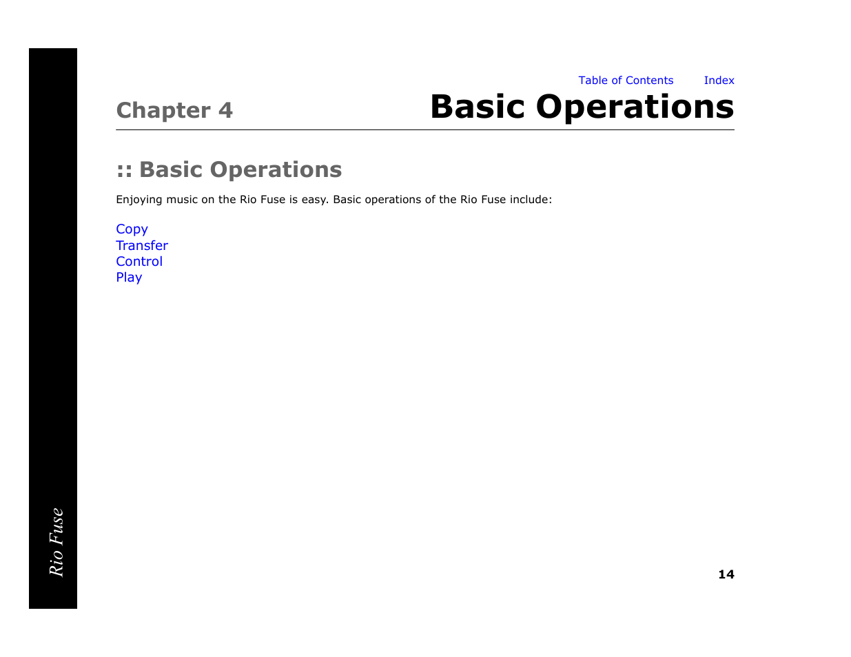 Chapter 4 basic operations, Basic operations, 4 - basic operations | Chapter 4 | Rio Audio Rio Fuse User Manual | Page 18 / 54