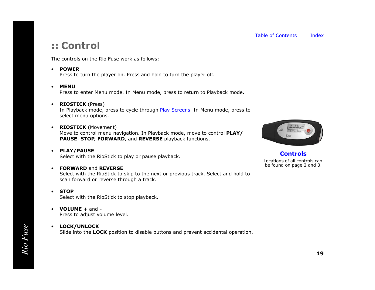 Control, Rio fuse | Rio Audio Rio Fuse User Manual | Page 23 / 54