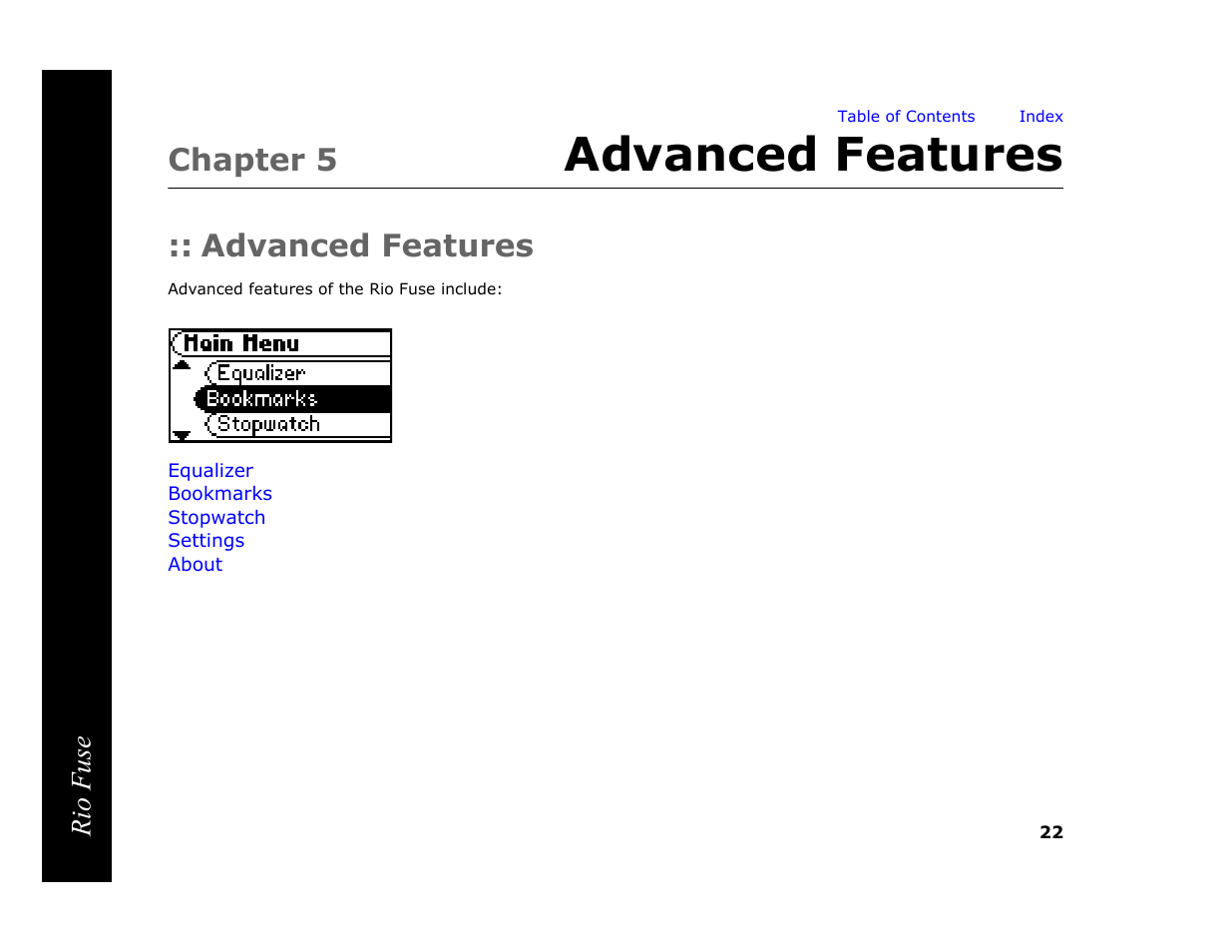 Chapter 5 advanced features, Advanced features, 5 - advanced features | Chapter 5 | Rio Audio Rio Fuse User Manual | Page 26 / 54