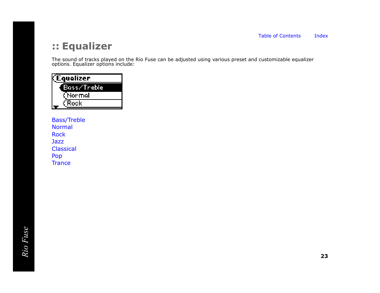 Equalizer, Rio fuse | Rio Audio Rio Fuse User Manual | Page 27 / 54