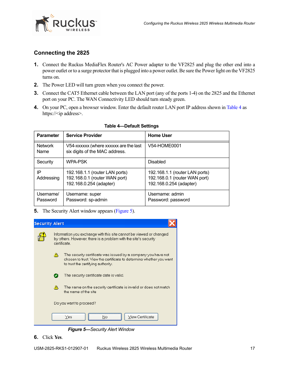 Connecting the 2825 | Ruckus Wireless 2825 User Manual | Page 17 / 64