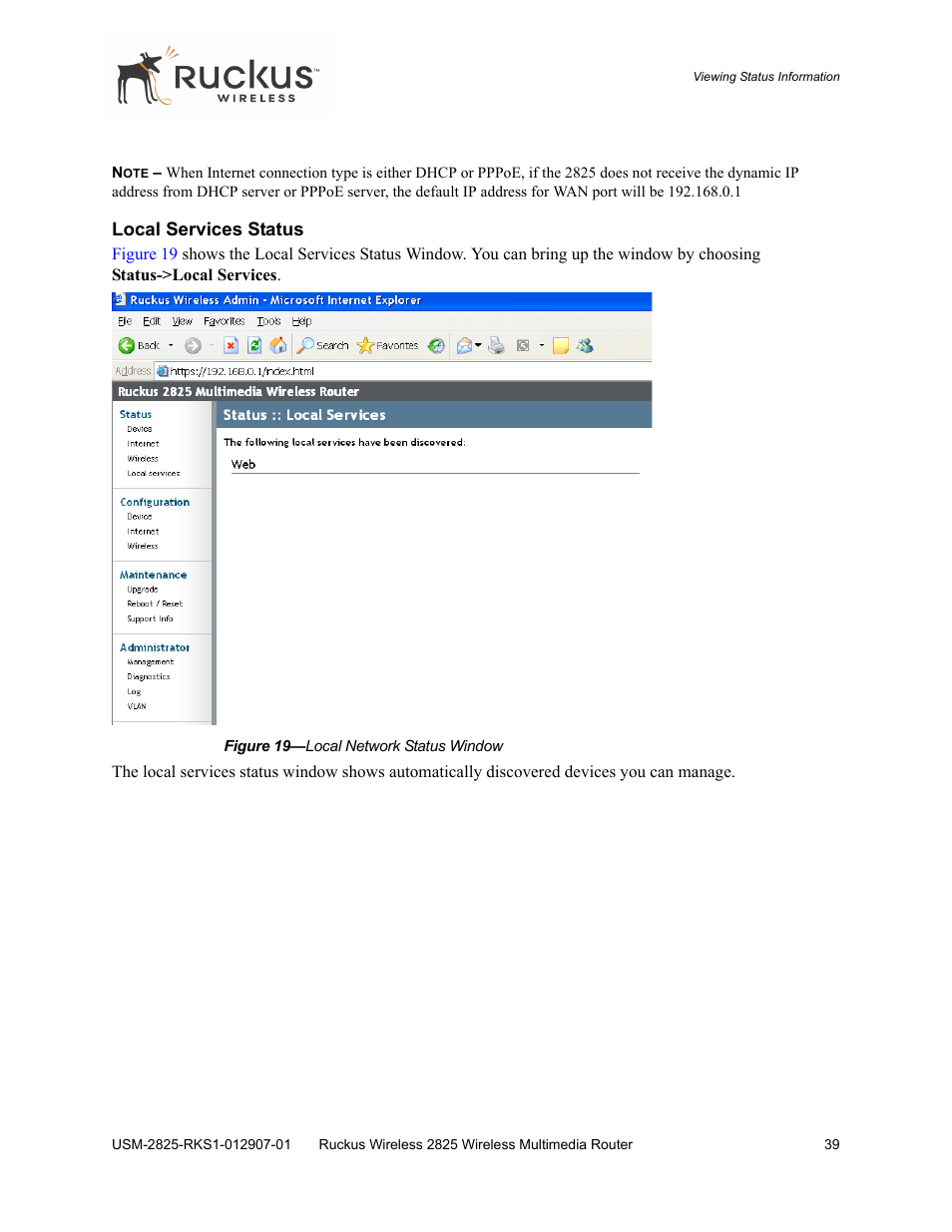 Local services status | Ruckus Wireless 2825 User Manual | Page 39 / 64