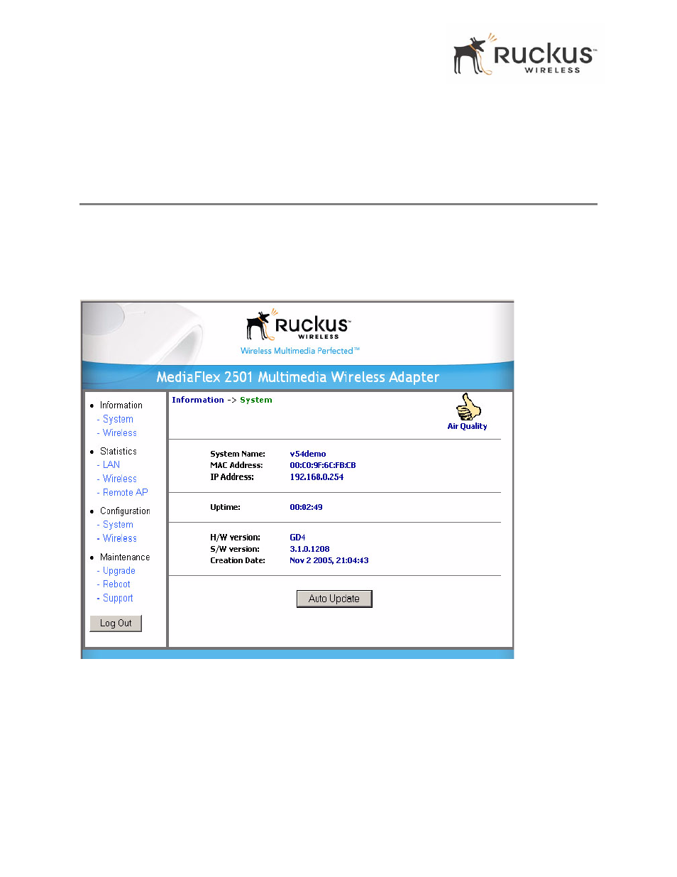 Viewing system information, System information | Ruckus Wireless MF2501 User Manual | Page 34 / 52