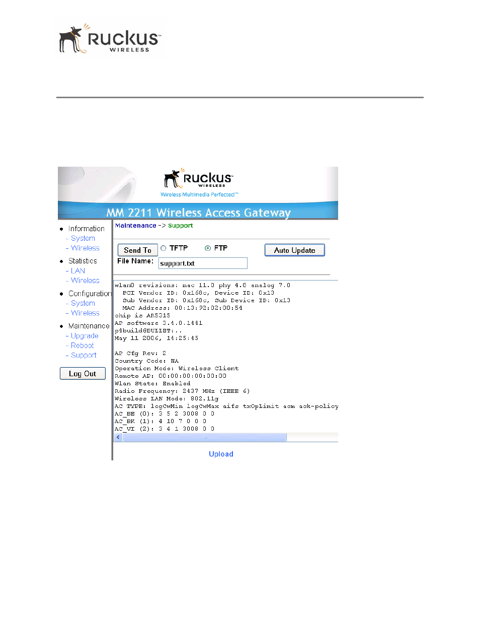 Taking a system support snapshot | Ruckus Wireless MM2211 User Manual | Page 51 / 54