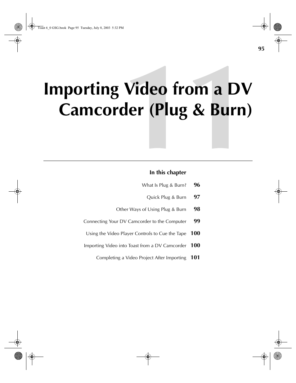 Importing video from a dv camcorder (plug & burn) | Roxio TOAST 6 User Manual | Page 105 / 132