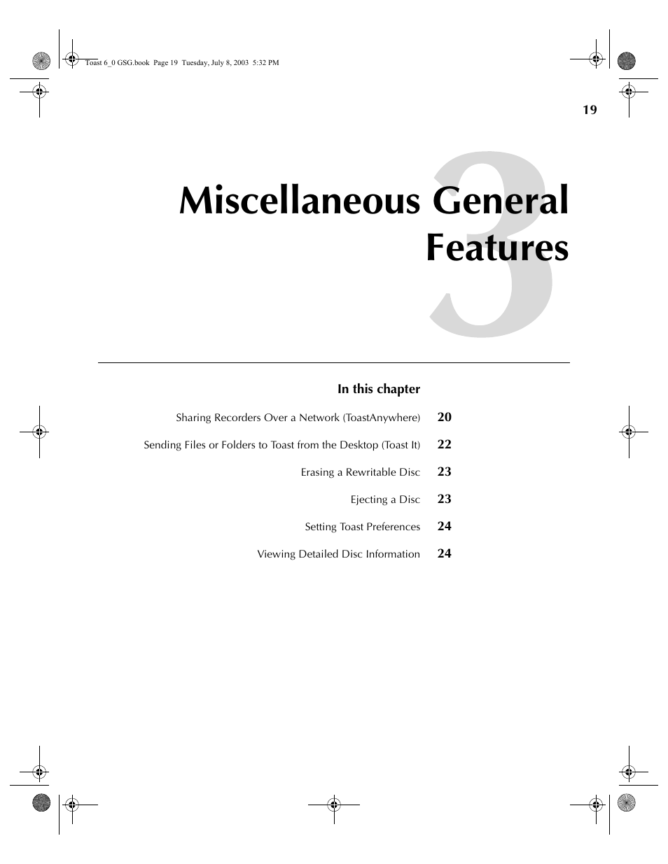 Miscellaneous general features | Roxio TOAST 6 User Manual | Page 29 / 132