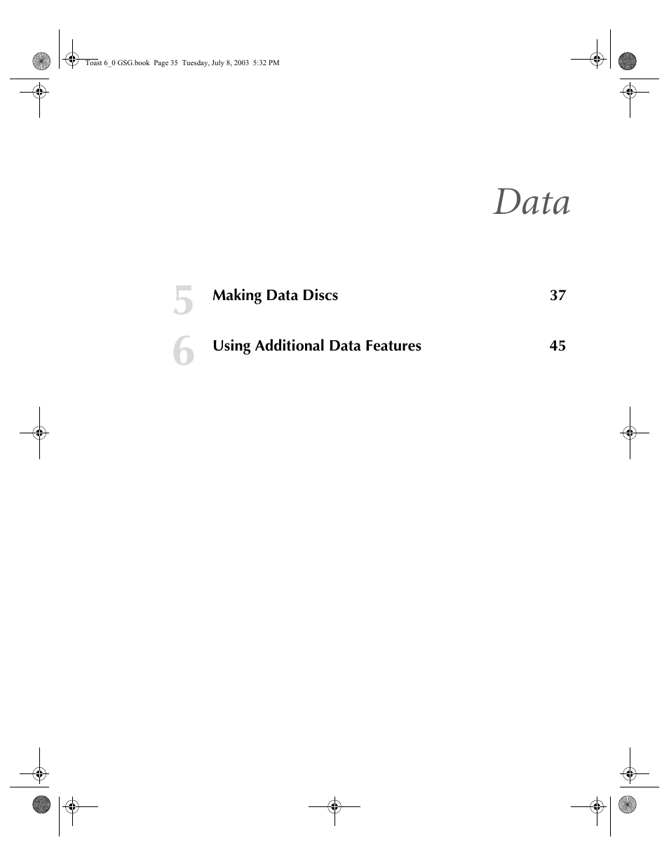 Data | Roxio TOAST 6 User Manual | Page 45 / 132
