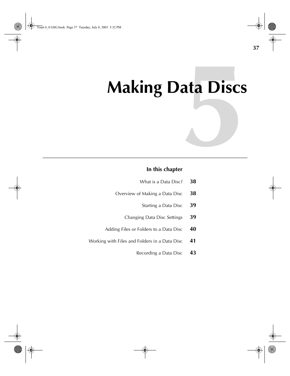 Making data discs | Roxio TOAST 6 User Manual | Page 47 / 132