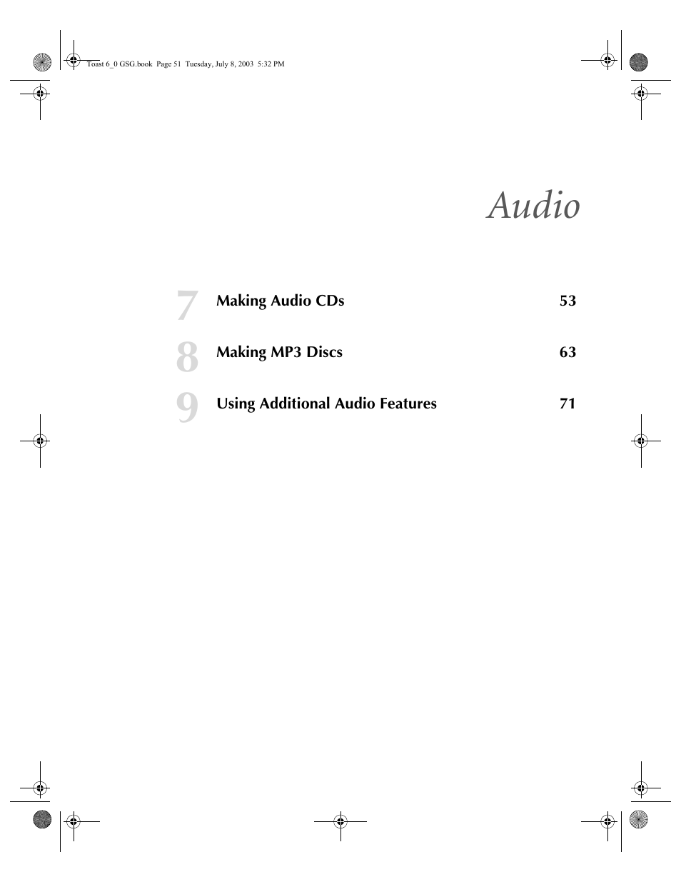 Audio | Roxio TOAST 6 User Manual | Page 61 / 132