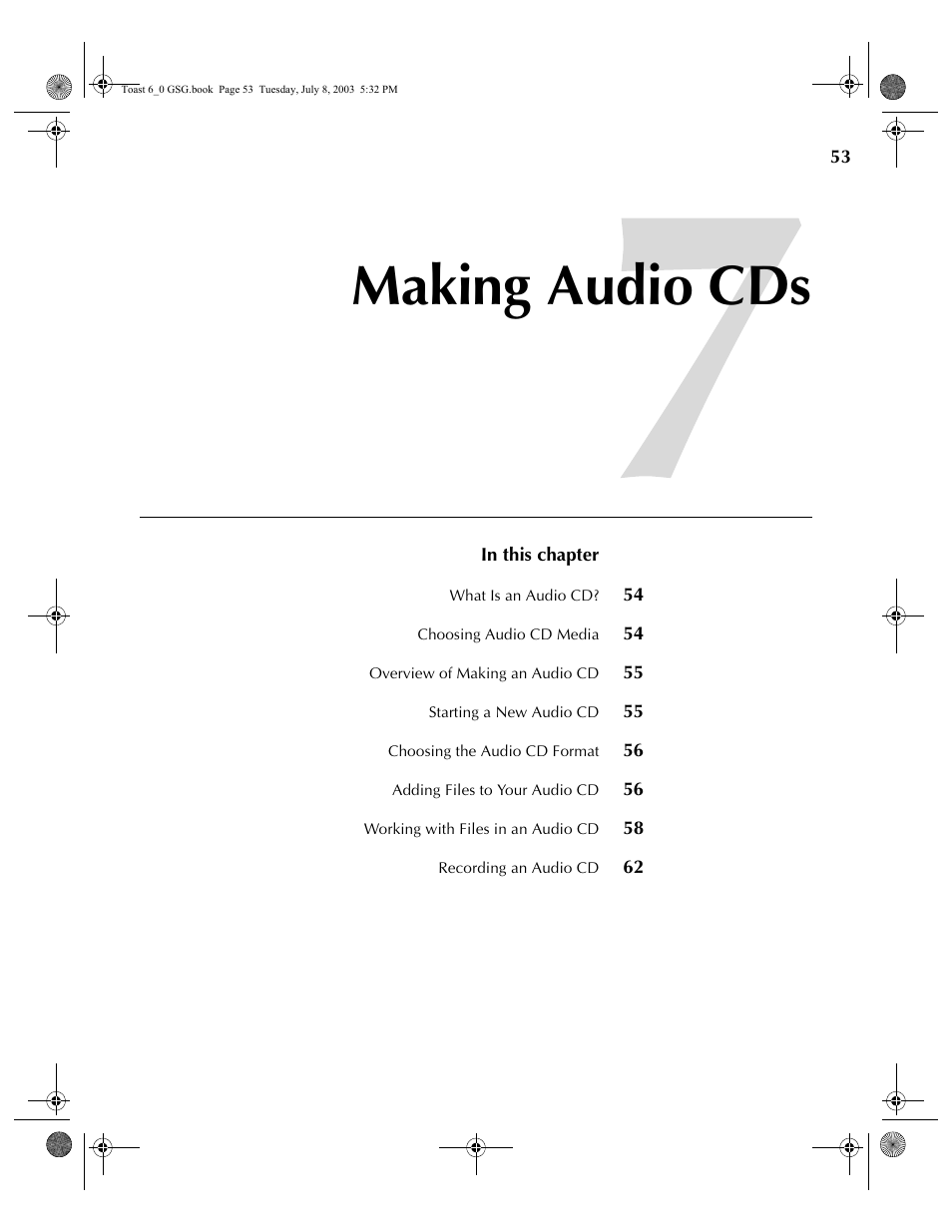 Making audio cds | Roxio TOAST 6 User Manual | Page 63 / 132