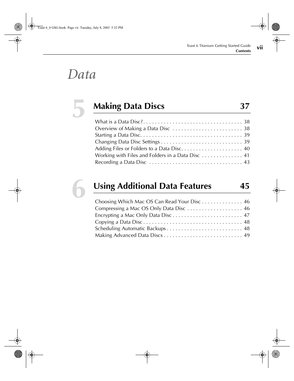 Data | Roxio TOAST 6 User Manual | Page 7 / 132
