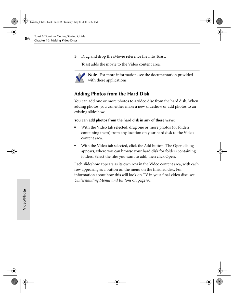 Adding photos from the hard disk | Roxio TOAST 6 User Manual | Page 96 / 132
