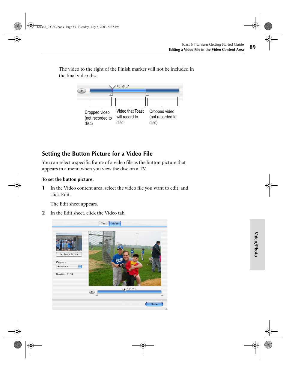 Setting the button picture for a video file | Roxio TOAST 6 User Manual | Page 99 / 132