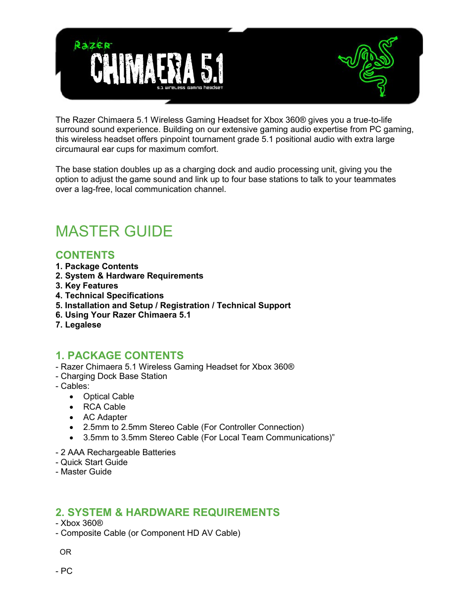 Razer Chimaera 5.1 User Manual | 15 pages