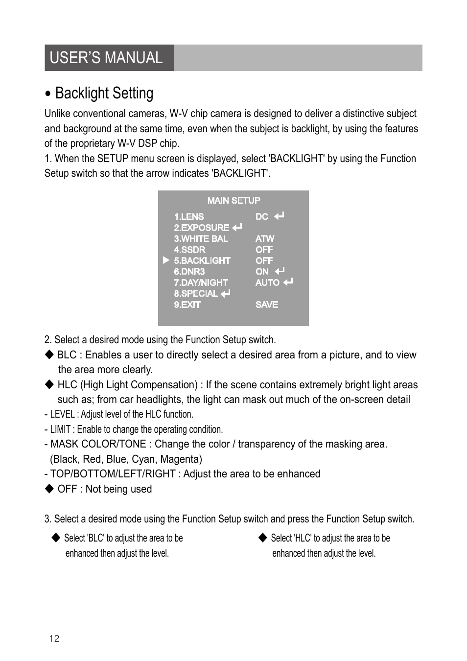 User’s manual, Backlight setting | Revo RETRT600-1 User Manual | Page 12 / 22