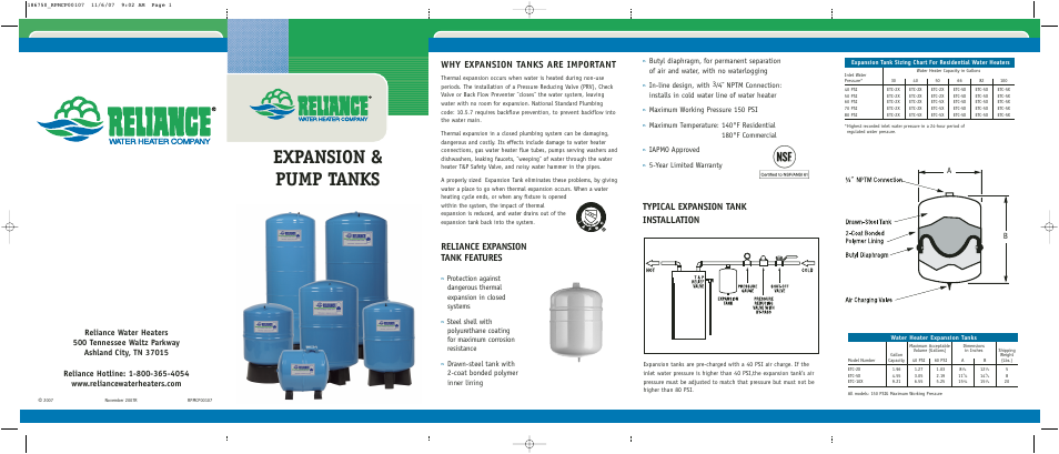 Reliance Water Heaters ETC-5X User Manual | 2 pages