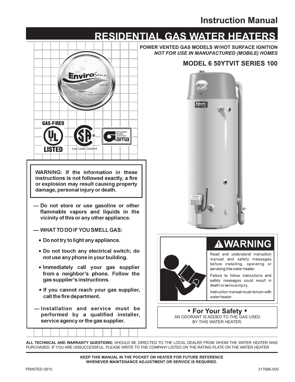 Reliance Water Heaters 317686-000 User Manual | 40 pages