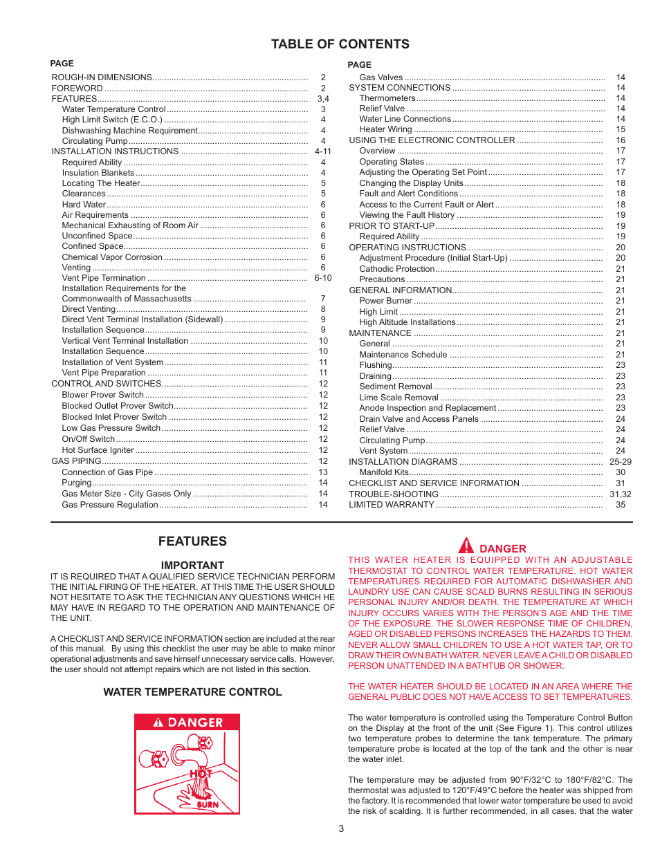 Reliance Water Heaters RUF 100 199 SERIES 101 User Manual | Page 3 / 36