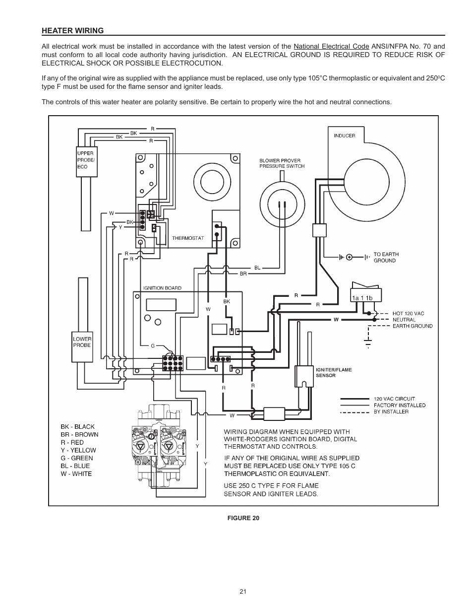 Heater wiring | Reliance Water Heaters D85500PE User Manual | Page 21 / 52