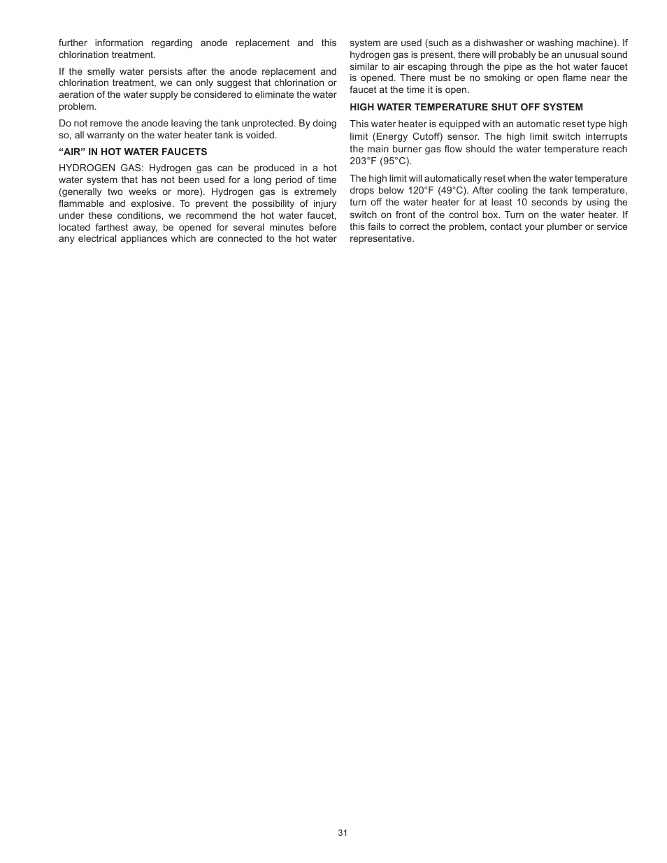 Reliance Water Heaters D85500PE User Manual | Page 31 / 52