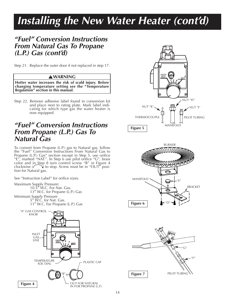 Installing the new water heater (cont’d) | Reliance Water Heaters 184123-000 User Manual | Page 14 / 24