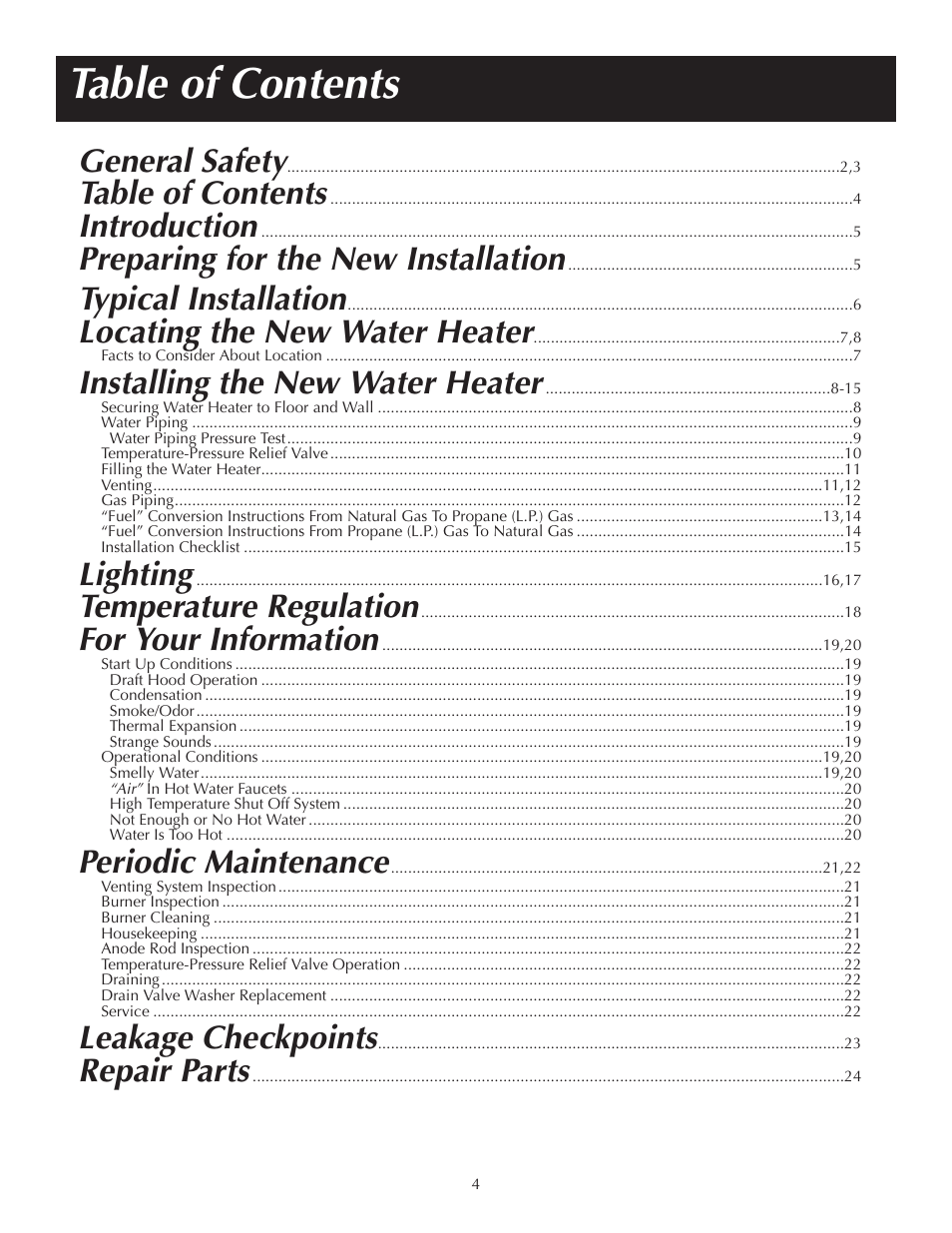 Reliance Water Heaters 184123-000 User Manual | Page 4 / 24