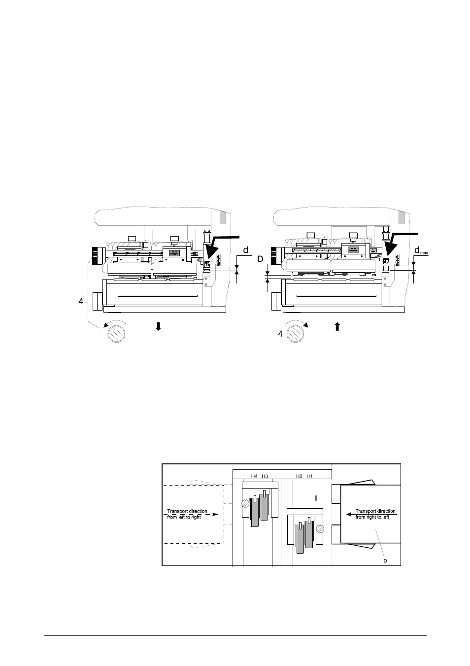 Setting the print-head spacing, Transport direction | Rena DA615 User Manual | Page 17 / 82