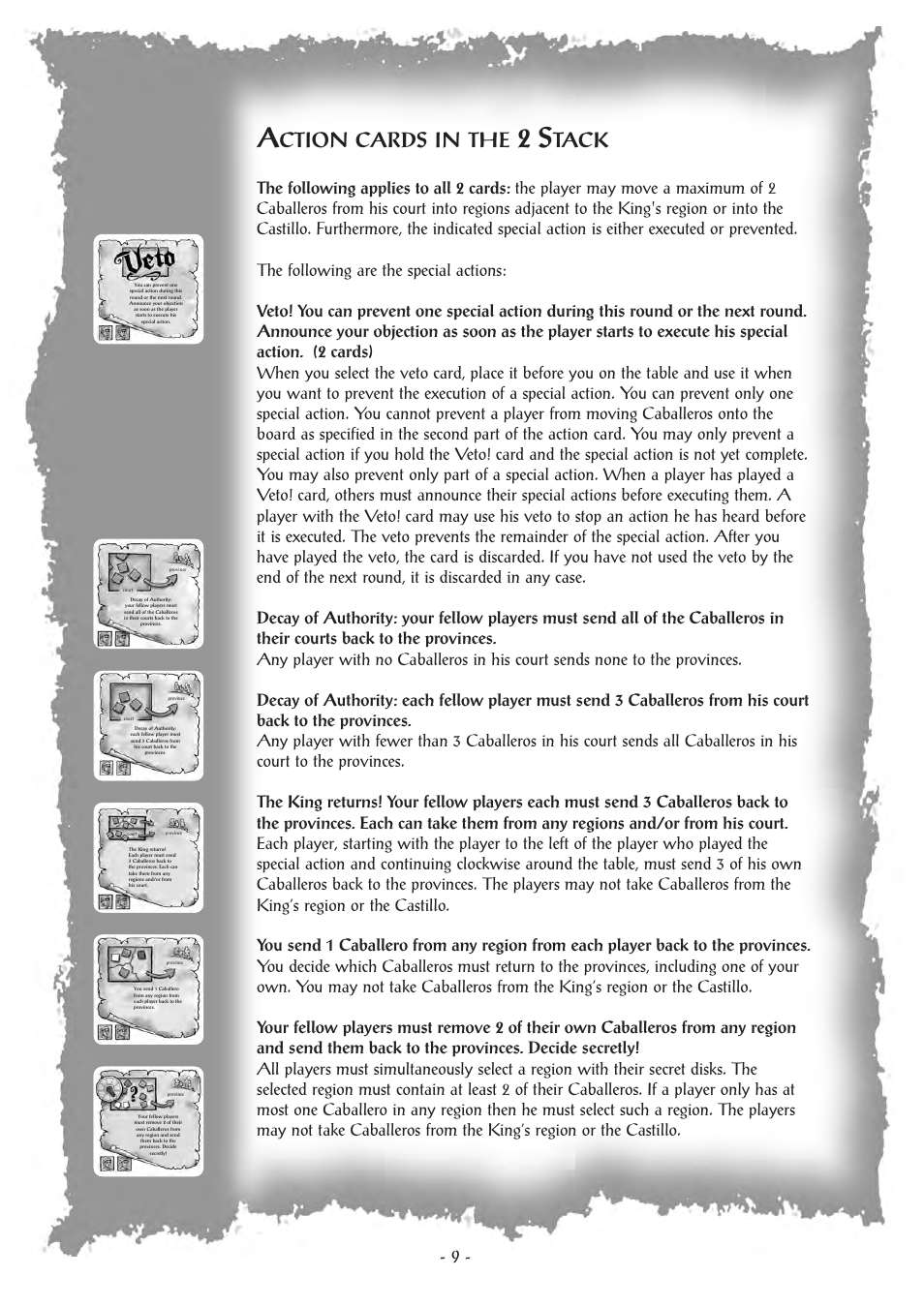 Ction cards in the, Tack | Rio Grande Games El Grande Decennial 80 User Manual | Page 9 / 20
