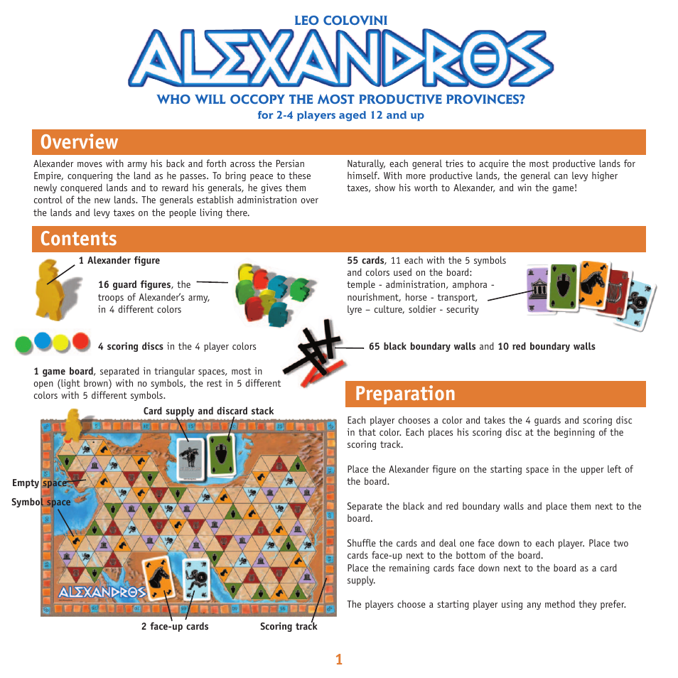 Rio Grande Games Alexandros 10 User Manual | 6 pages