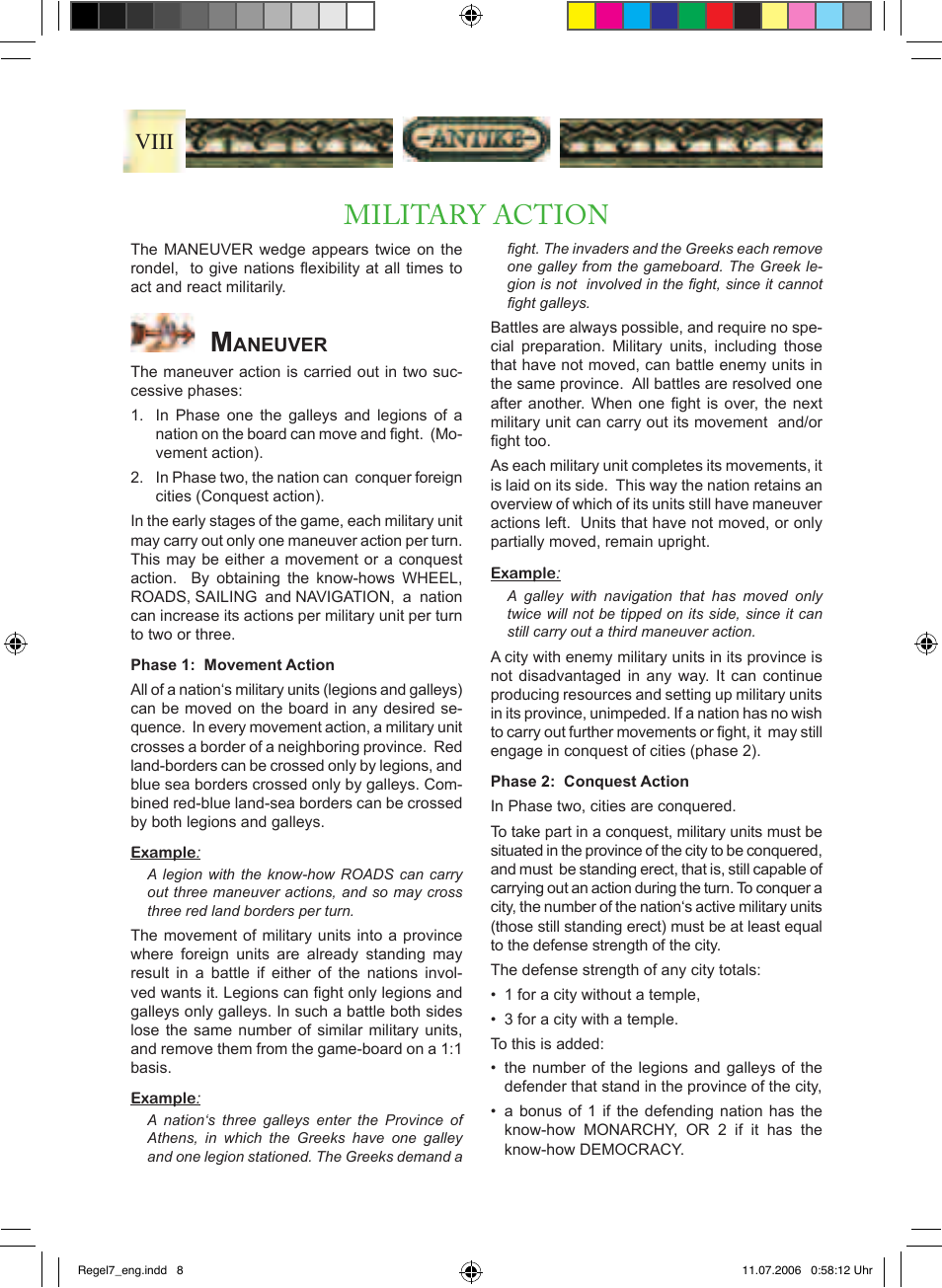 Military action, Viii | Rio Grande Games Antike 19 User Manual | Page 10 / 16