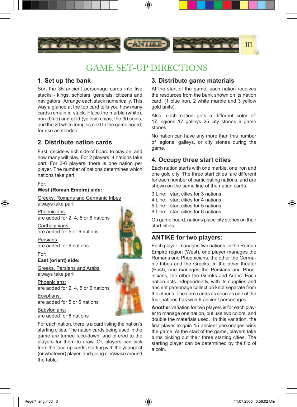 Game set-up directions | Rio Grande Games Antike 19 User Manual | Page 5 / 16