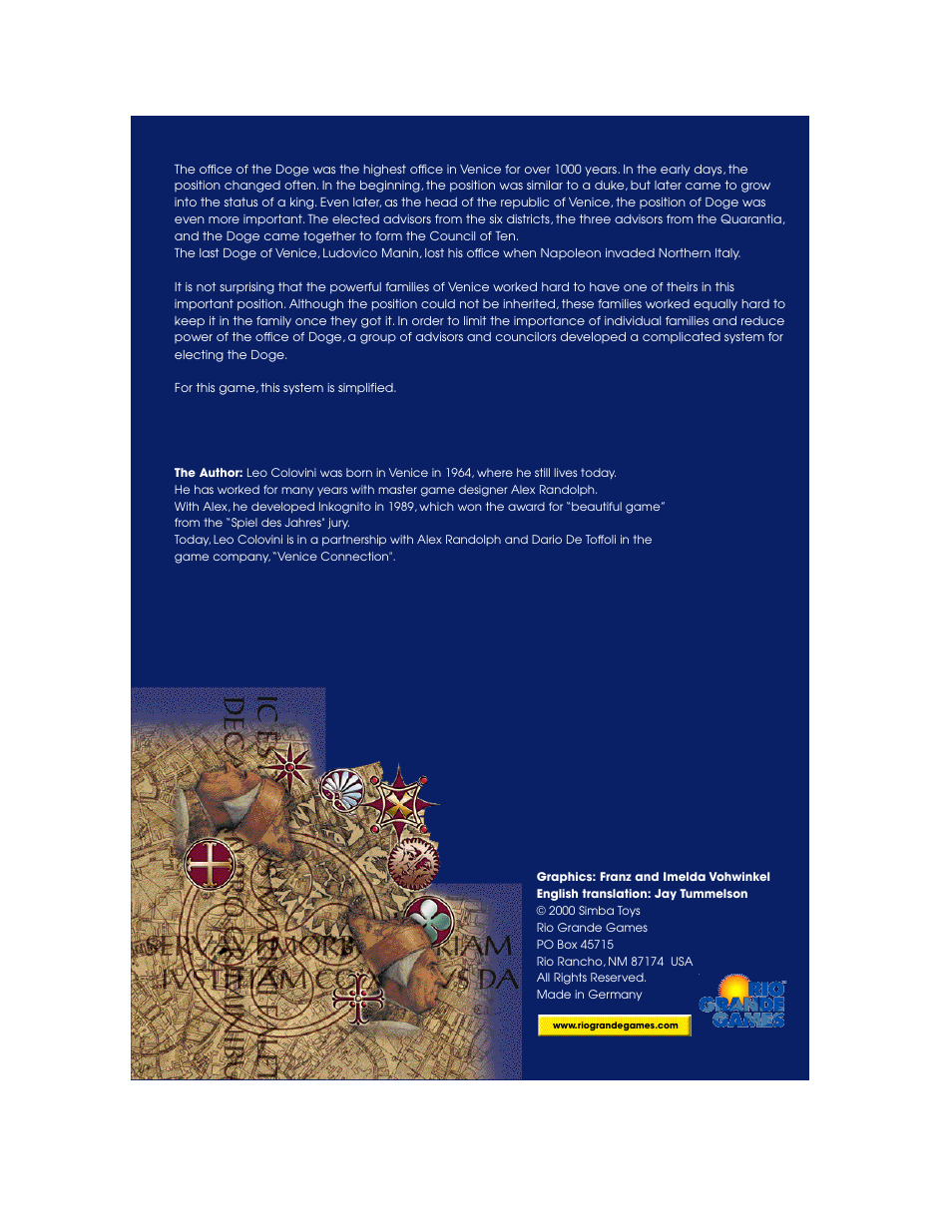 Rio Grande Games Doge 75 User Manual | 8 pages