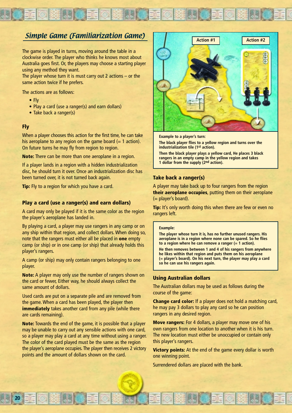 Simple game (familiarization game) | Rio Grande Games Australia 27 User Manual | Page 4 / 8