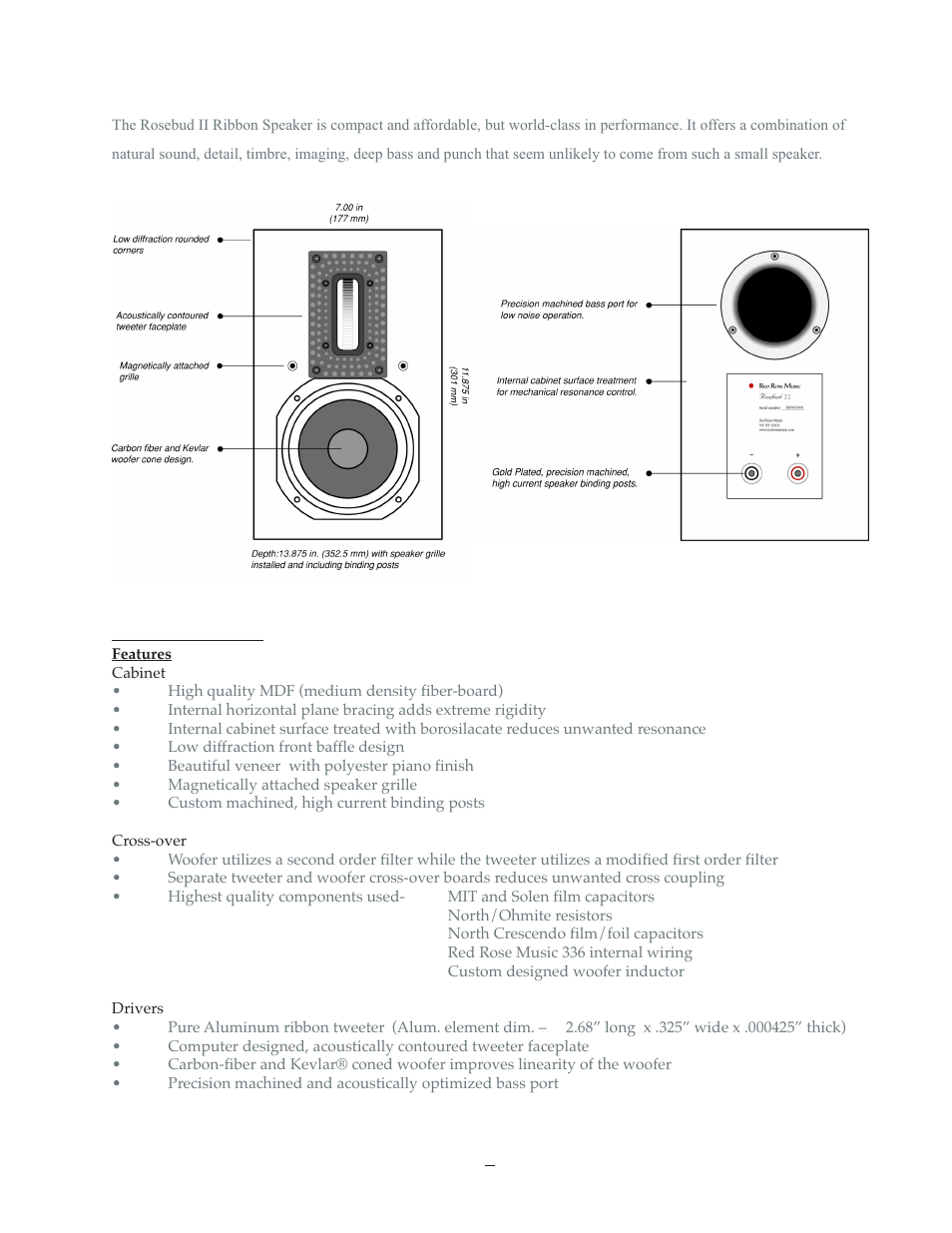 Rosebud speakers, Rosebud mk ii | Red Rose Music MK II User Manual | Page 3 / 8