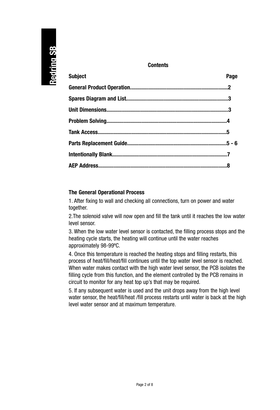 Redring sb | Redring 1070815E User Manual | Page 2 / 8