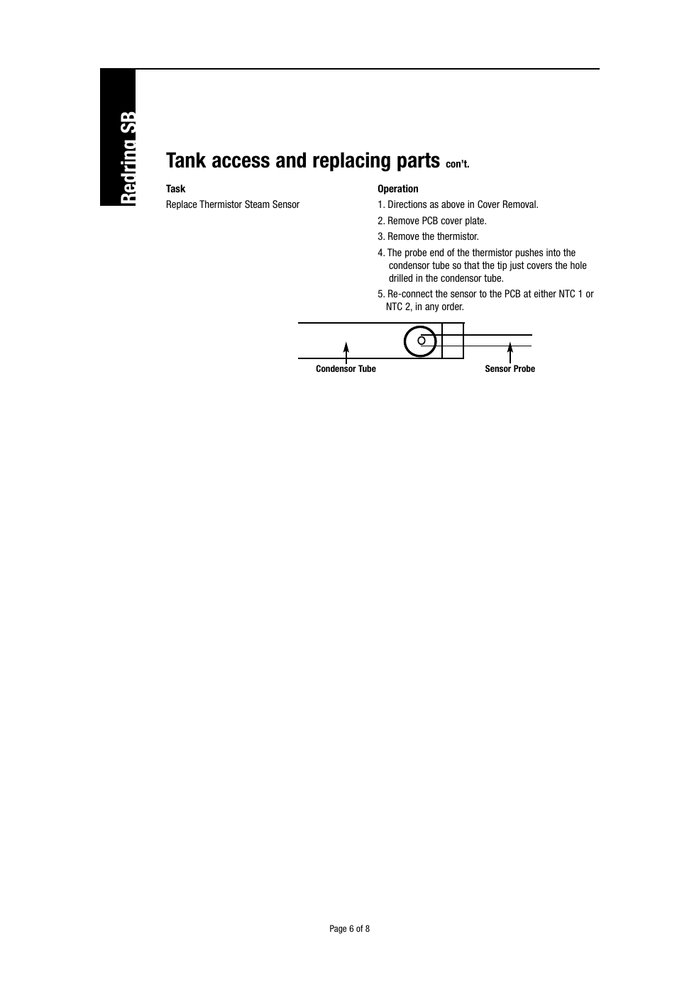 Tank access and replacing parts, Redring sb | Redring 1070815E User Manual | Page 6 / 8